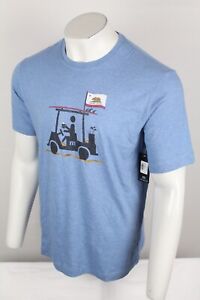 Travis Mathew Men's Golf Cart T Shirt Eureka Beer California Large Heather Blue