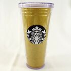 Starbucks 2016 Gold Glitter Black Siren Logo Travel Tumbler No Straw 20 Oz