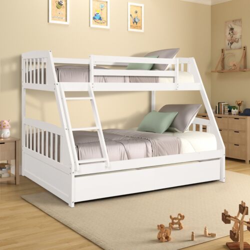 Mondawe Solid Wood Twin Over Full Bunk Bed with Two Storage Drawers