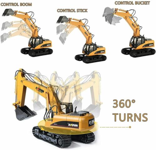 1/14 Remote Control Excavator 15 Channel RC Digger Construction Vehicle Truck US