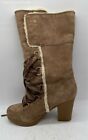 Nine West Womens Magichat Light Brown Fold Over Lace-Up Snow Boots Size 9 Medium