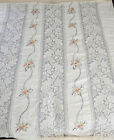 Vintage Antique Hand Embroidered w/ Lace Bed Coverlet Bedspread Tablecloth