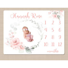 Custom Blush Pink Floral Baby Milestone Blanket - Monthly Growth Tracker & Gift