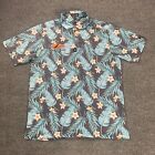 Bad Birdie Mens Polo Shirt Large Blue Gray Floral Logo Pigeon Creek Golf Course