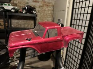 custom RC car body PINK rustler truck 1/10 basher Old Ford step-side basher used