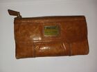 FOSSIL Wallet Brown Soft Leather Long Live Vintage 1954 Top Zip Bifold