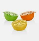 New Tupperware Bowls Lemon Lime Orange Citrus Keepers Set of 3 Forget Me Not  .