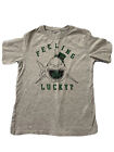 Boy's Medium (8) Gray T-shirt Feeling Lucky Shark Short Sleeve St. Patrick's Day