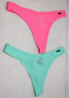 2 NWT Victoria's Secret Pink Green Ribbed V Front Thong Lot L Large
