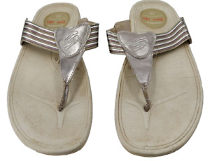 SKECHERS TONE UPS Silver Sandals Flip Flop Womens SIZE 10