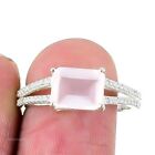 Natural Rose Quartz Gemstone Statement Ring Size 9 925 Sterling Silver Jewelry