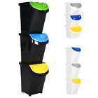 Trash Can 3 Pcs Kitchen Stackable Recycling Bin Container with Lids PP vidaXL