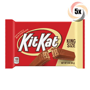 5x Packs Kit Kat Original Milk Chocolate Wafers Candy Bars | King Size 3oz |