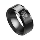 Men's 8mm Wide Vintage Punk Black Stainless Steel Ring for Women Jewelry size11