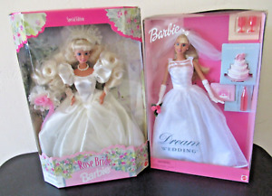 Lot of ( 2 ) BARBIE dolls.  1996 ROSE BRIDE Barbie.  2000 DREAM WEDDING Barbie.