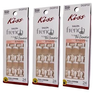 KISS Salon French Real Short Length Glue-On Nails x 3  Pks
