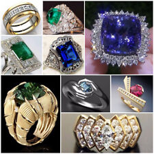 Women 925 Silver,Gold Rings Cubic Zirconia Jewelry Fashion Wedding Gifts Sz 6-10