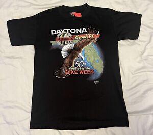 Vintage 1990 Harley Davidson Shirt Large 3D Emblem Daytona Beach