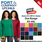 Port & Company Womens Long Sleeve Cotton Crew Neck Stylish T-Shirt LPC54LS