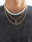 Collar Cadena Cubana en Oro 14K de Perlas Para Hombre Rosario Gargantillas