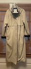 Woman’s LONDON FOG Maincoats Tan Black Raincoat/Trench Coat W/Hood SIZE 20 Reg