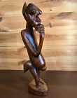 42cm Mythological Vintage Wooden Hand Carved Tokoloshe Shetani Spirit Sculpture