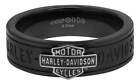 Harley-Davidson Men's Bar & Shield Off-Road Thin Band Ring, Black Steel HSR0050