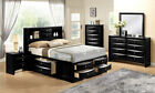 NEW Black Storage Queen King 5PC Bedroom Set Traditional Furniture Bed/D/M/N/C