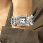 Luxury Square Quartz Rhinestone Bracelet Women Party Dress Wrist Watch Silvery