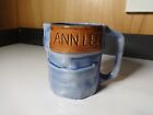 New ListingHandmade Pottery Coffee Mug Denim Jeans Motif with Label Ann Lee