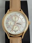 NEW FOSSIL ROSE GOLD TONE,BEIGE,TAN TAUPE LEATHER BAND,CRYSTAL DIAL WATCH-BQ1586