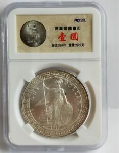 1912 Year China Hong Kong British Trade One Dollar Old Silver Coin