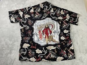 Vintage Red Dragon by Kennington Shirt Men's XL Chinese Hawaiian Button Up RAYON