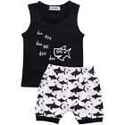 New Boys Baby Clothes Shark Vest Top and Stripe Shorts Cotton breathable