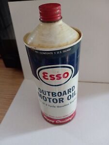 VINTAGE ESSO OUTBOARD MOTOR OIL 1 QUART CONE TOP CAN