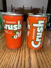 2 1970s Orange Crush Soda Pull Tab 12Oz. Flat Top Steel Can Columbus Ohio Flower