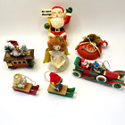 Lot of Vintage Christmas Ornament Decoration Santa Angel Wood Cable Car Sledding