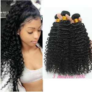 3 Bundles/150G Curly Human Hair Brazilan Virgin Kinky Curly Hair Weave Weft