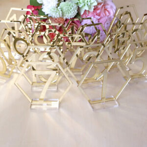 Hexagon Table Numbers with Base Acrylic 1-20 Signs for Wedding Party Decor