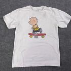 Vans T Shirt Mens Small S White Peanuts Good Grief Skateboarding Stained Flawed