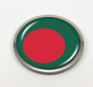 Bangladesh Flag 3D Domed Emblem Badge Car Sticker Chrome ROUND Bezel