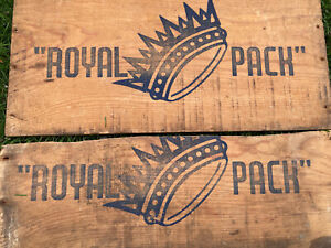 Vintage Royal Pack Crown Logo Emblem Wooden Fruit Crate Advertising Pieces