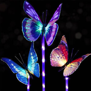 1/3X Solar Garden Stake Butterfly Light Outdoor Landscape Lamp Yard LED Lights
