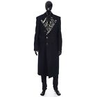 CELINE 3950$ Black Overcoat - Double Breasted, Tiger Print Jacquard Collar