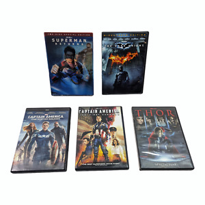 DC/Marvel Super Hero DVD lot of 5 - Thor, Captain America, Batman, Superman