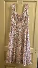 NorthStyle Womens Pink Floral Chiffon Midi Scoop Neck Lined Dress Size 4