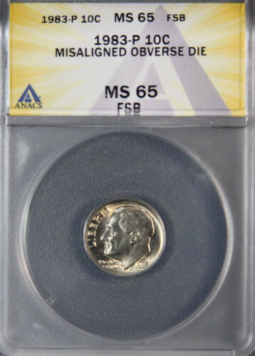 1983-P ROOSEVELT DIME ANACS MS65 FSB  Only 13 known to exist FB in any grade