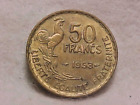 1953 France French 50 Francs Rooster Coin About Uncirculated