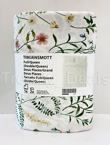 Ikea TIMJANSMOTT Full/Queen Duvet Cover Set w/2 Pillowcases White/Floral Pattern