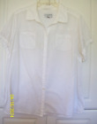 Sag Harbor Short Sleeve Collared Top Plus Size 1X White Sheer VNeck Button Up